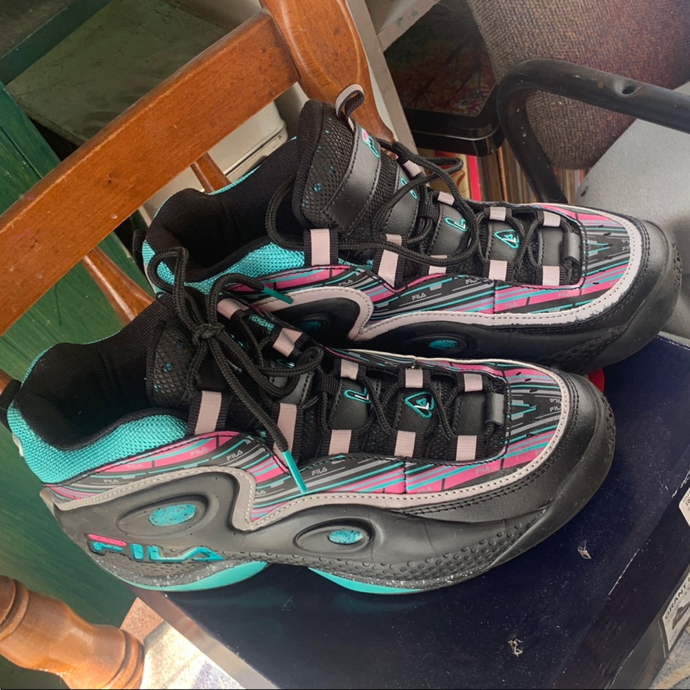 Fila Black and Teal Athletic Shoes